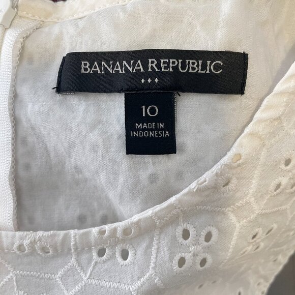 Banana Republic Sheath Dress Womens Size 10 White Eyelet Round Neck Back Zip - Picture 14 of 15
